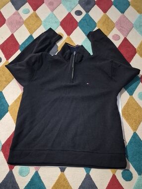 Tommy Hilfiger Black Half-Zip Pullover Sweatshirt